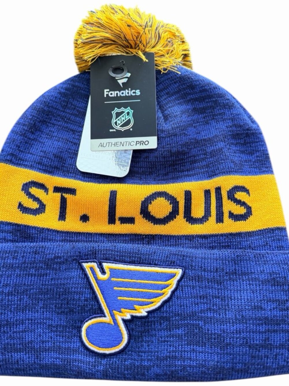 St. Louis Blues Fanatics Locker Room Beanie Cuffed Pom Top Winter Hat NWT